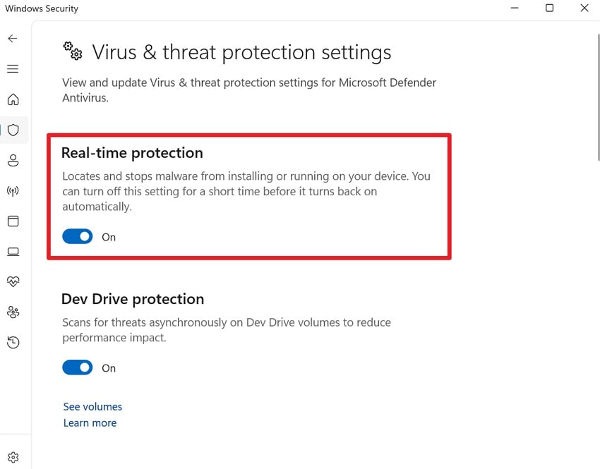 실시간 보호 끄기