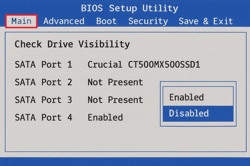 check visibility in bios