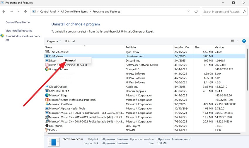 uninstall program image