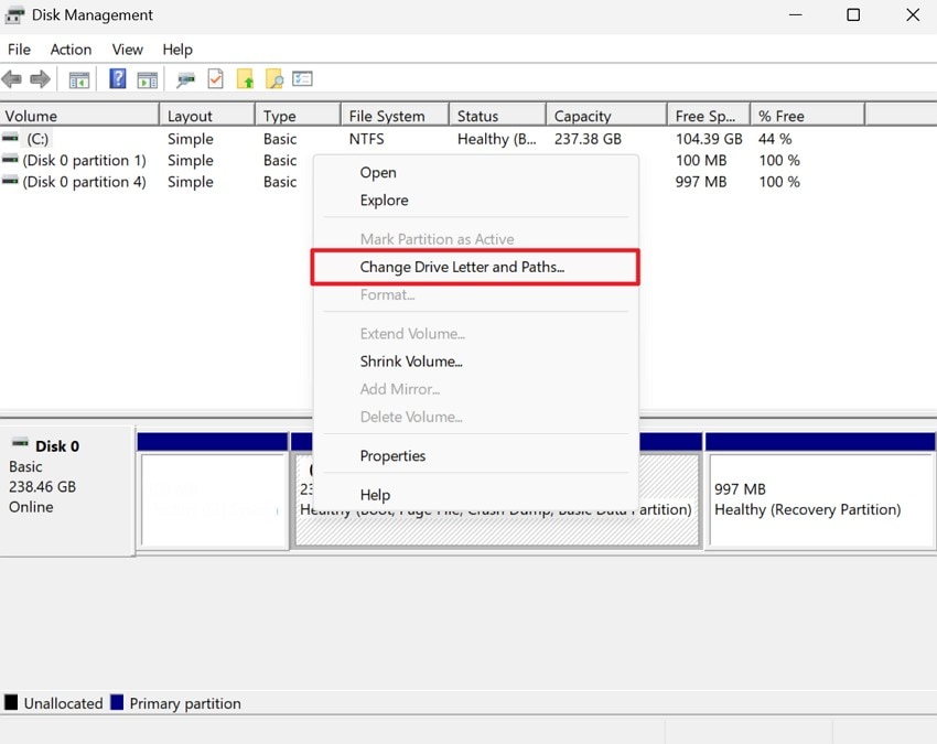 change system partition