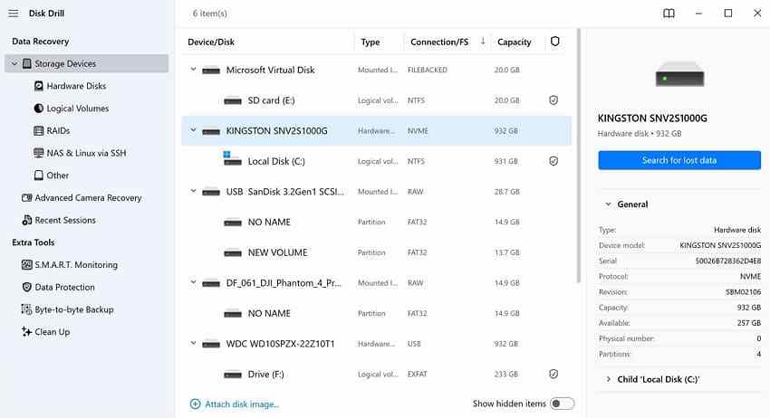 disk drill scanning storage devices including external hard drives