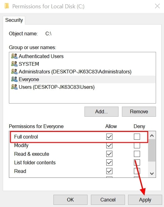give full permission