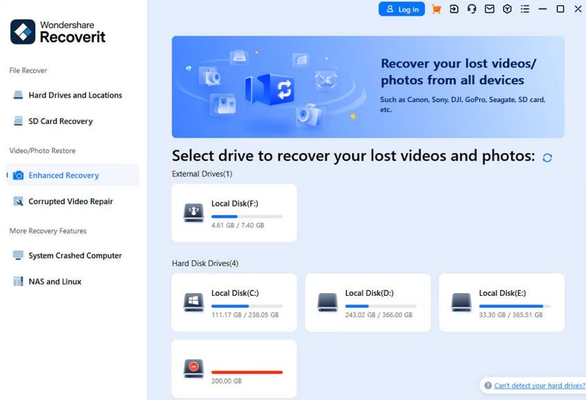 launch recoverit and access enhanced recovery