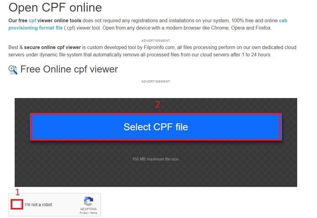 selecting a cpf file 