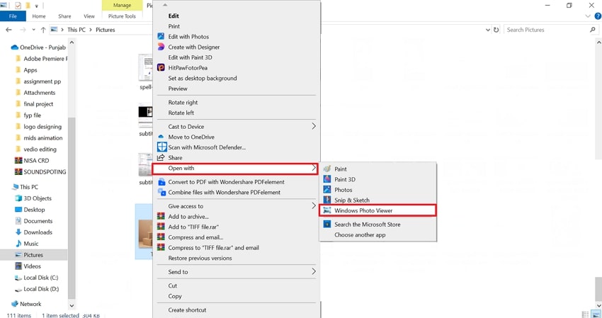 tap on open with option