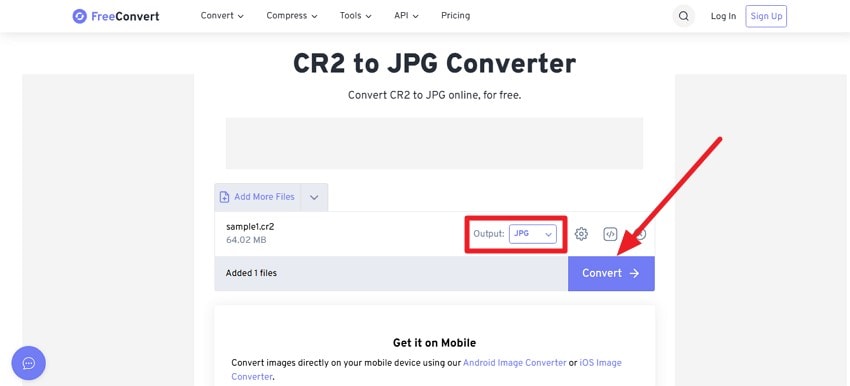press convert after format selection