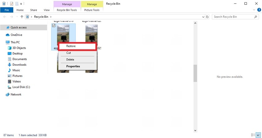 check recycle bin for lost files