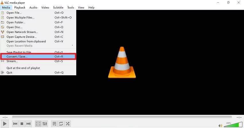 vlc windows media menu with convert save selected