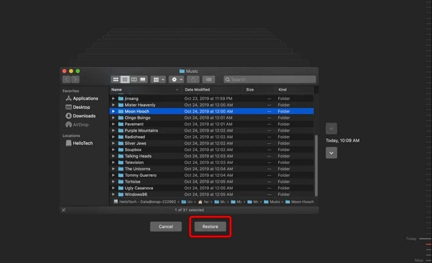 restore desired file