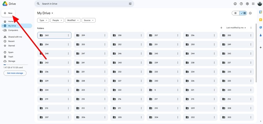 click new tab on google drive