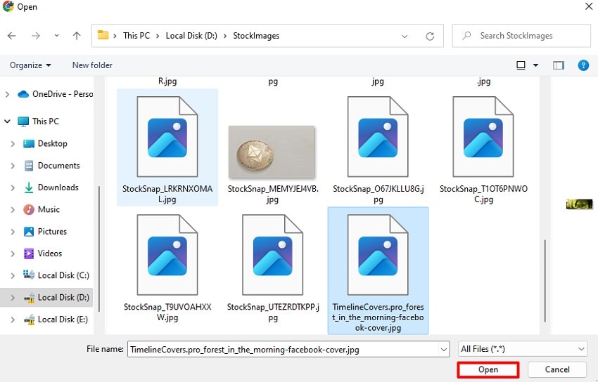 choose file to upload and hit open