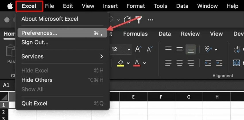 hit the preferences option