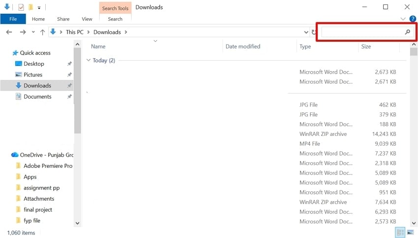 search for the excel file