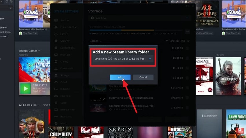 select drive and add location
