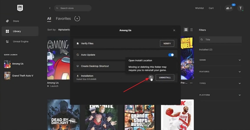 access game install location