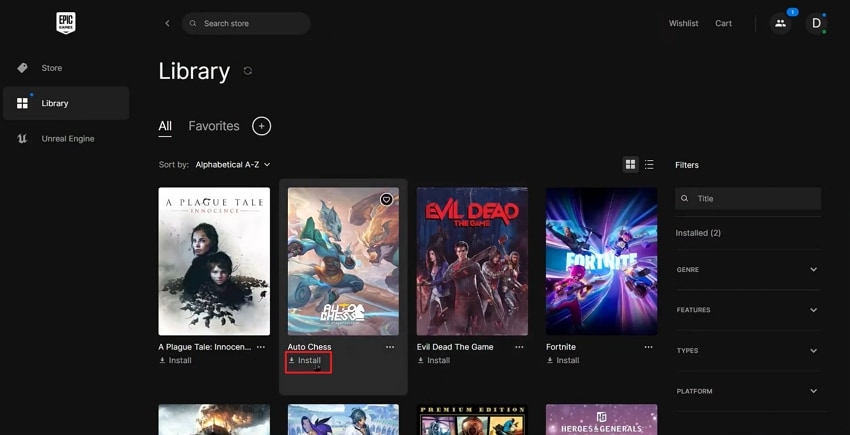 install game epic games