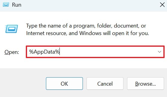 search for app data run window