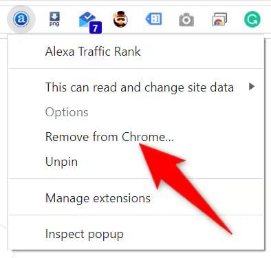 click remove from chrome