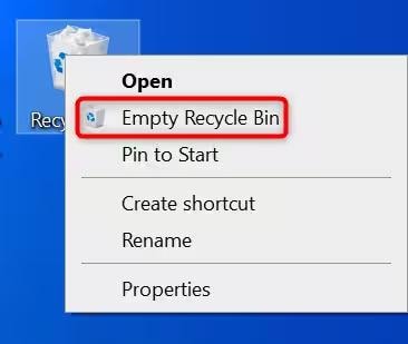 click empty recycle bin