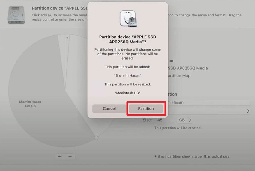 choose done to partition drive mac