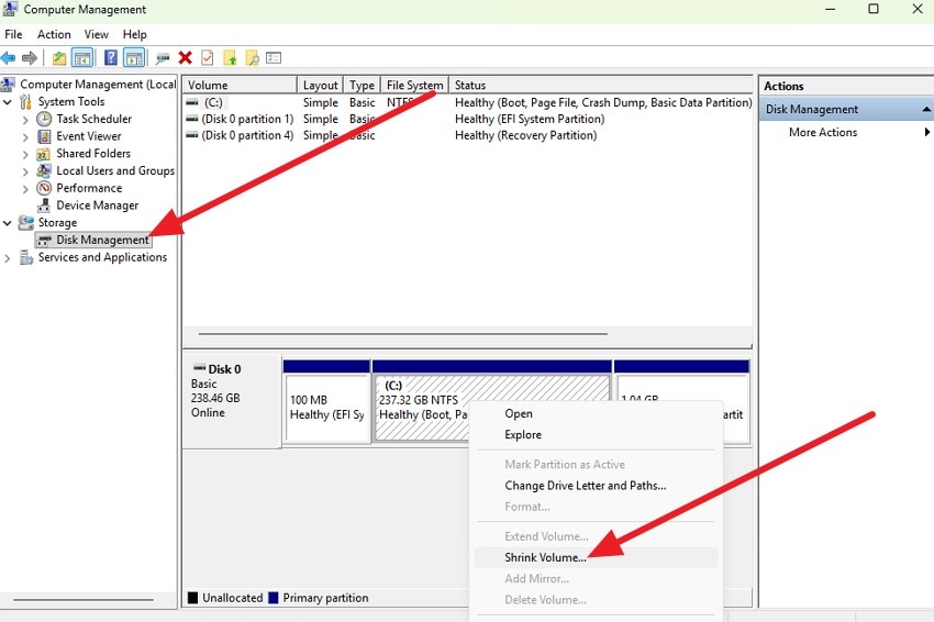choose to shrink volume