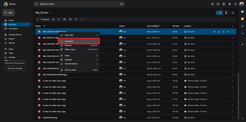 restore from google drive