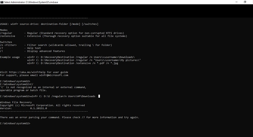 restore from windows file recovery