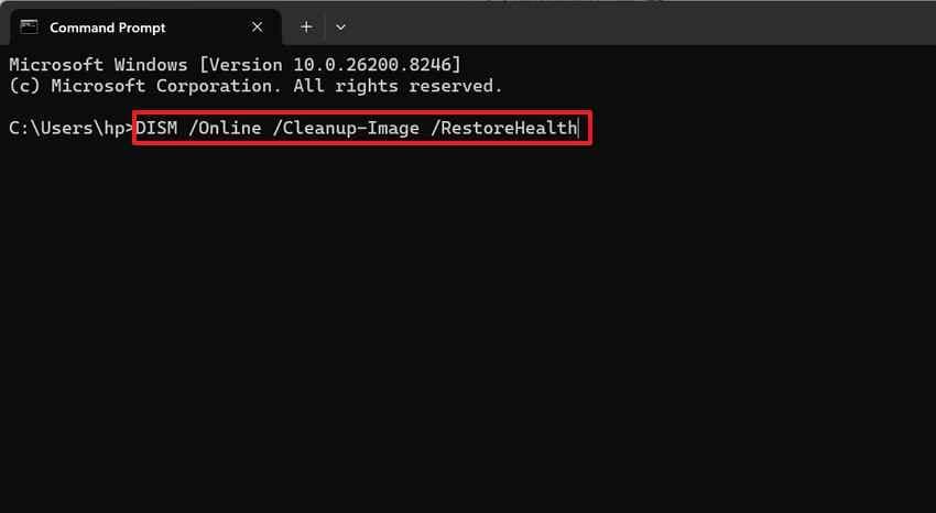 run dism repair command