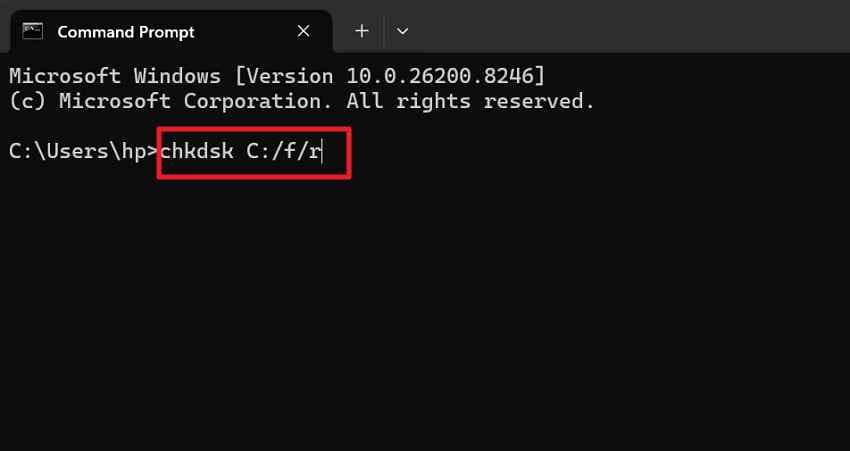 run chkdsk disk repair