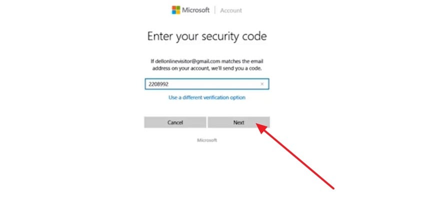 type the security code