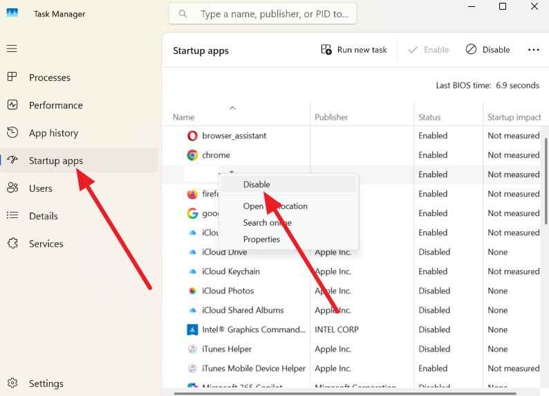 tap on disable