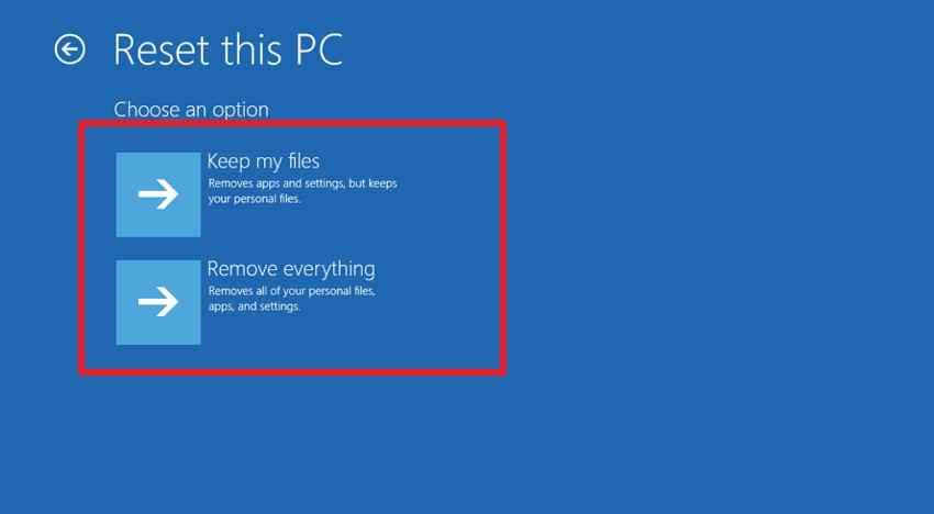 reset this pc