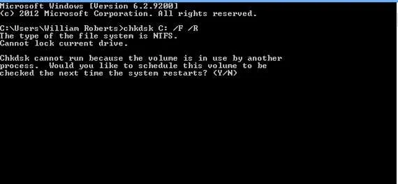 chkdsk f r 