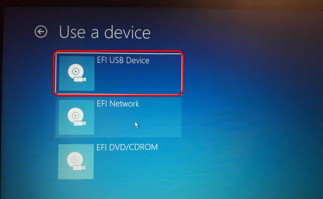 select efi usb device in windows 11 advanced startup