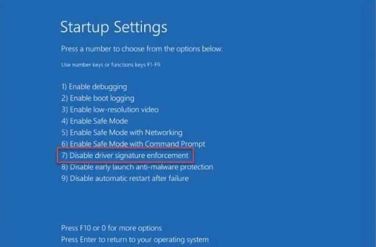 disable driver signature enforcement in windows 11 recovery mode