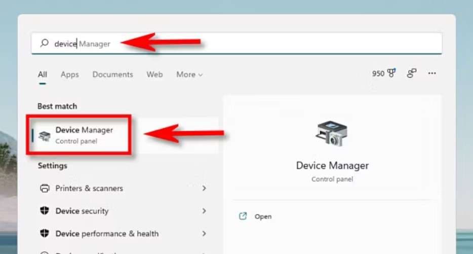 open device manager on windows 11