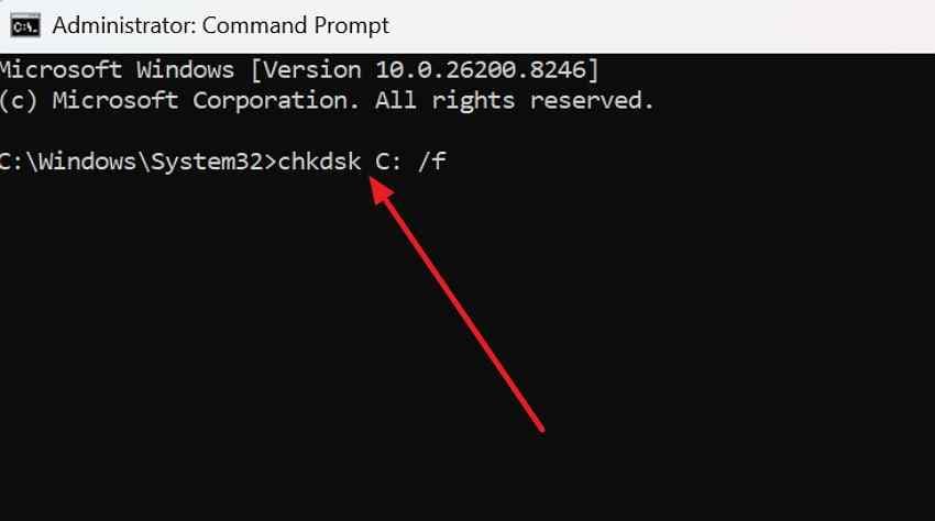 run chkdsk repair command