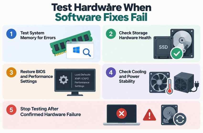 test hardware when software fixes fail