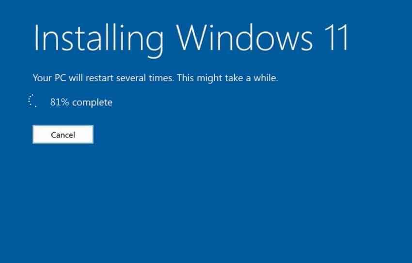 windows 11 installation progress