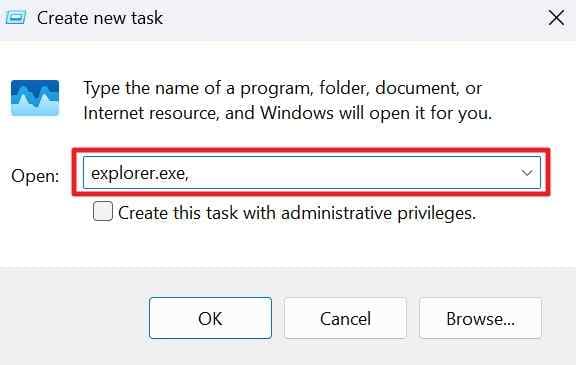 run explorer exe manually
