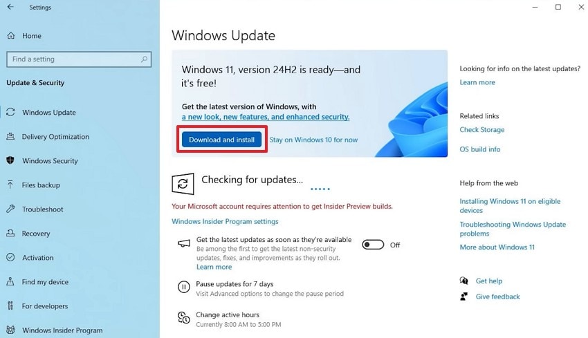 press the download and install button