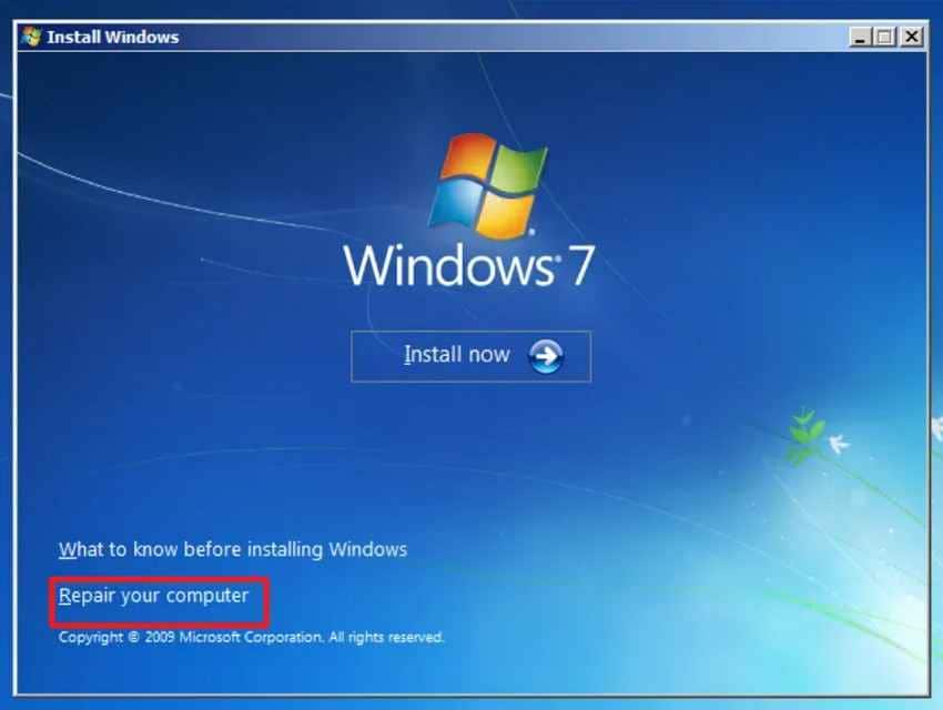 select repair your computer
