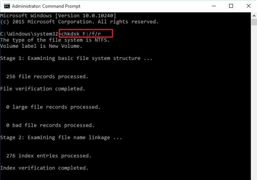run chkdsk disk repair