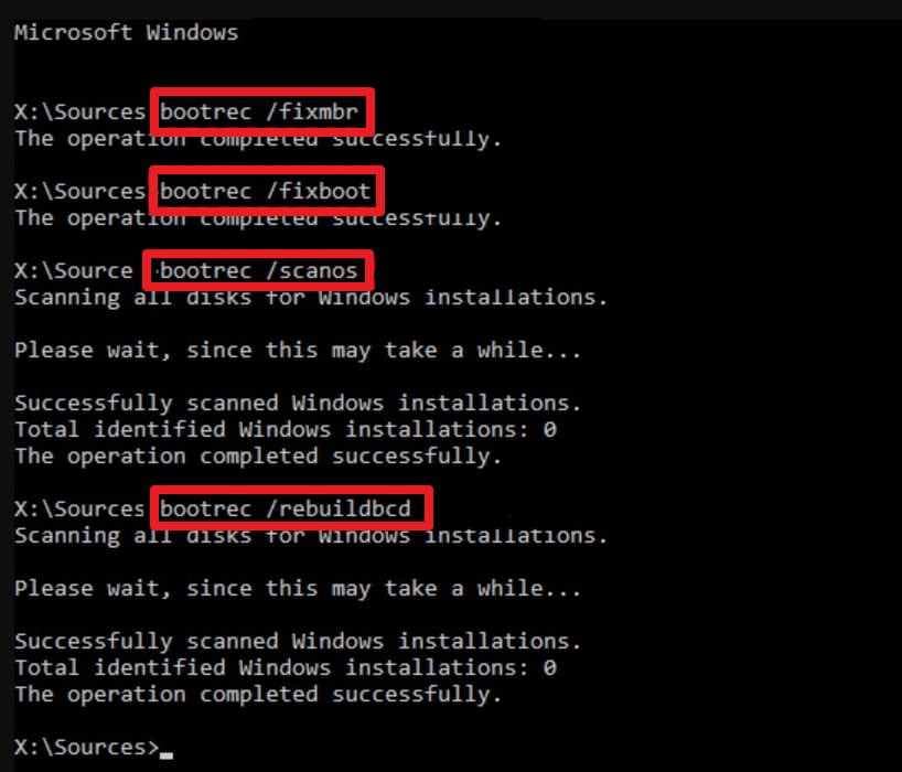 rebuild windows boot records