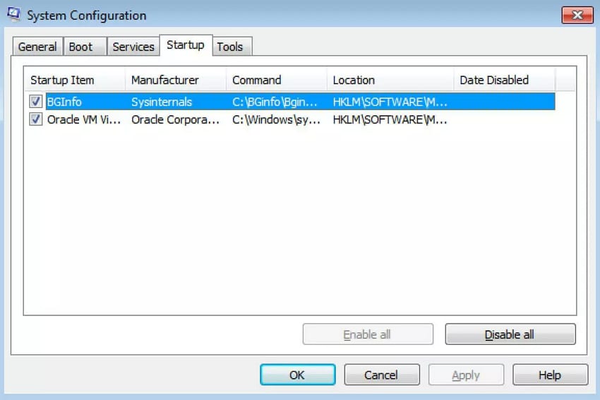 disable startup login services
