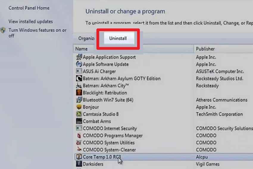 uninstall recent software safely