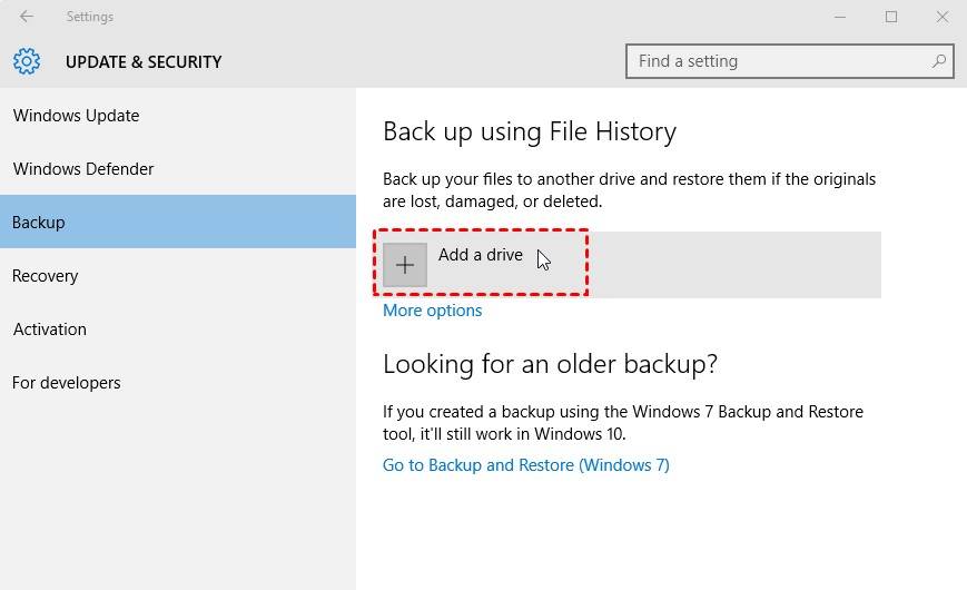 windows backup to nas using file history