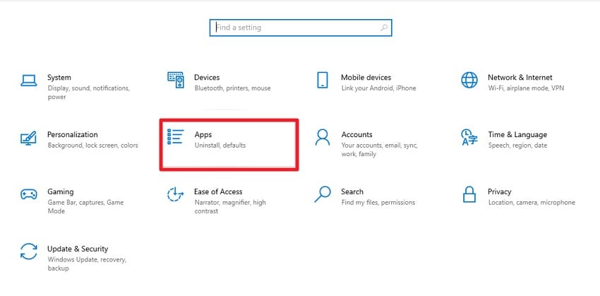 access apps in system settings