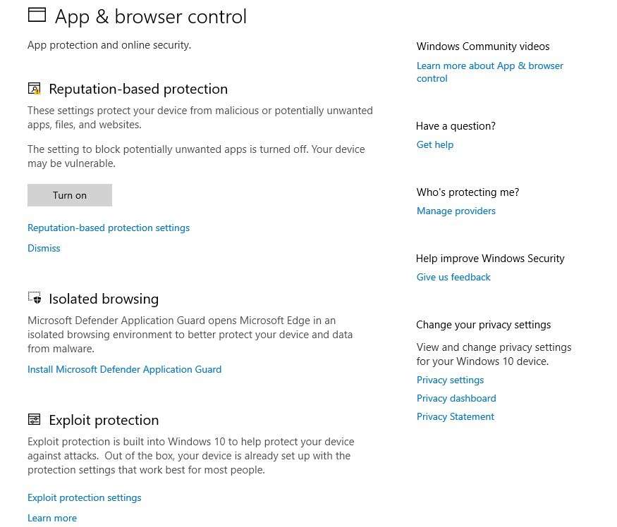 windows defender apps & browser control 