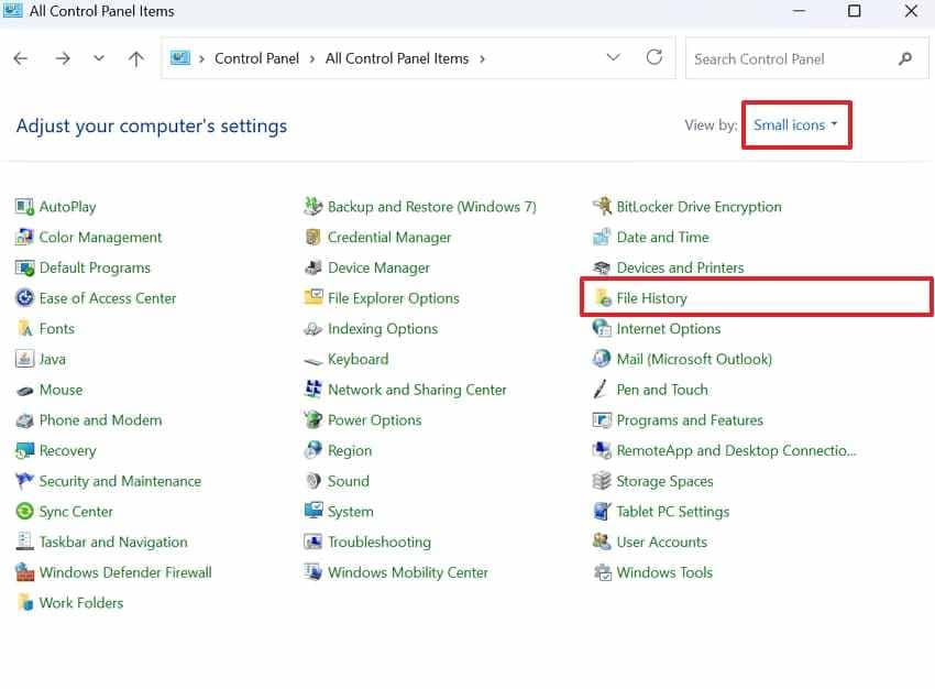 choose file history